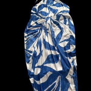 Fashion Nova Blue and White Backless Dress